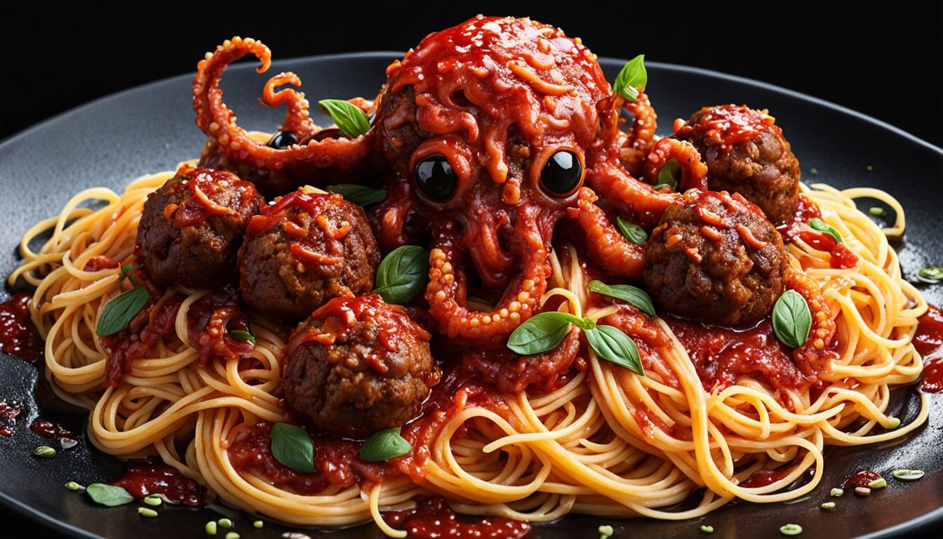 Zombiecore Octopus Spaghetti in Comic Book Style