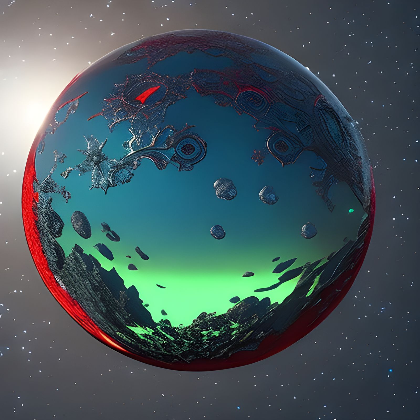 Large Red Crystal Orb in Detailed CGI Render