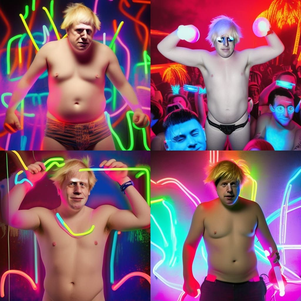 Shirtless Boris Johnson at Rave EDM Album Art