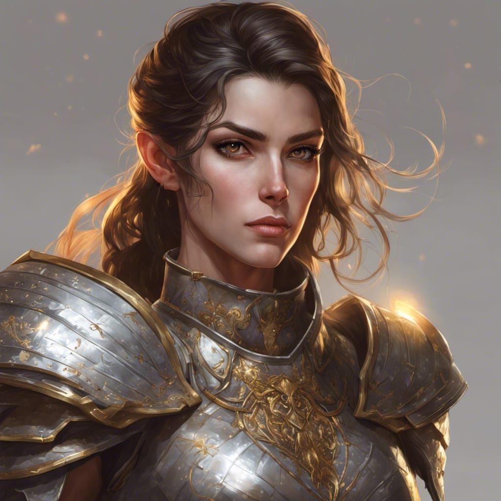 Half-Elf Paladin Portrait in Hyperdetailed Digital Art