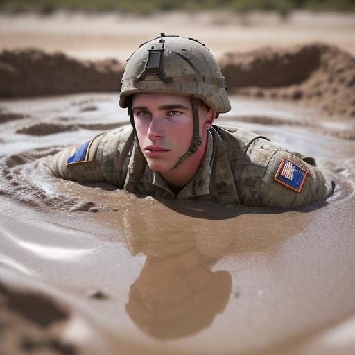 Soldier Sinking in Quicksand: Professional Photography
