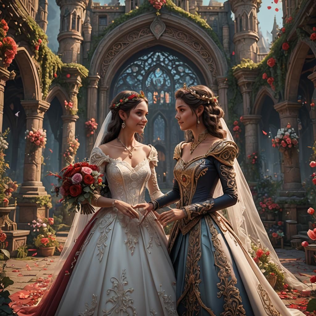 Two Women Getting Married: Fantasy Concept Art