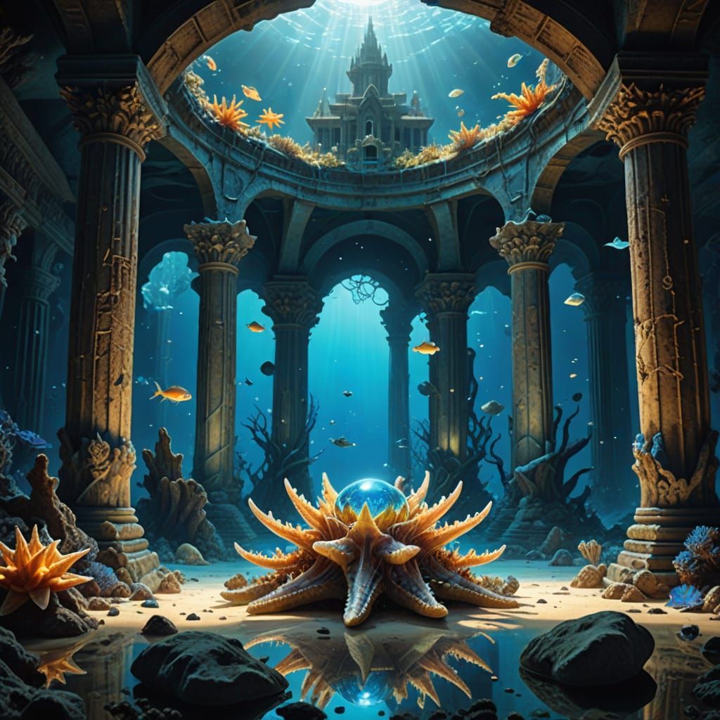 Crystal Temples of Atlantis in Vibrant, Ethereal Glow