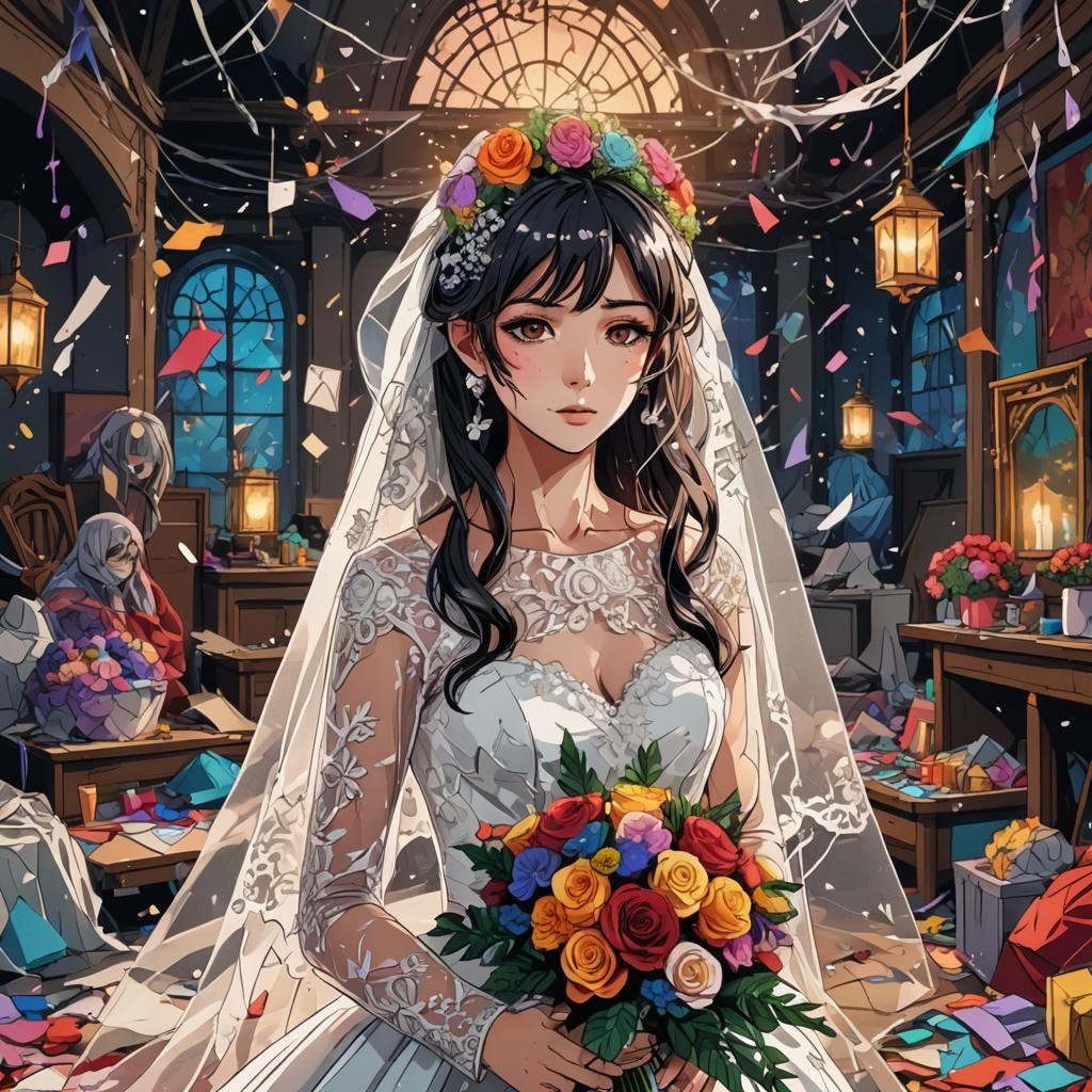 Anime Bride at Disaster Wedding in Studio Trigger Style