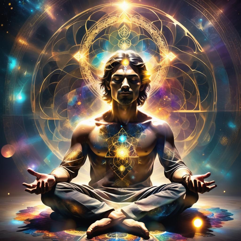 Luminous Figure in Contemplation: Surreal Concept Art