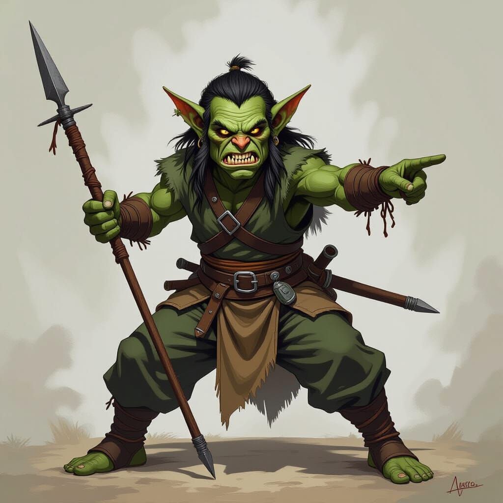 Mad Goblin Ready for Battle, OSR Darkest Dungeon Style