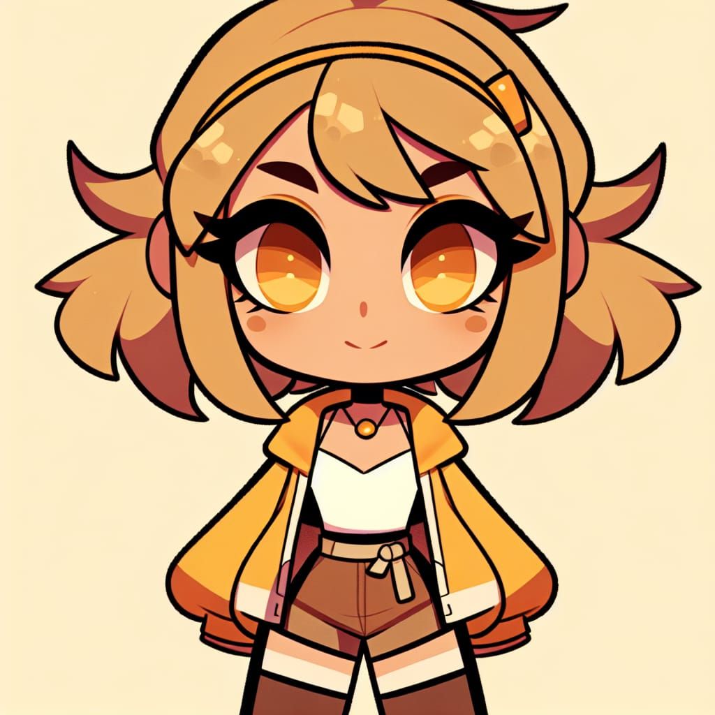 Cartoon Character with Blonde Hair and Amber Eyes