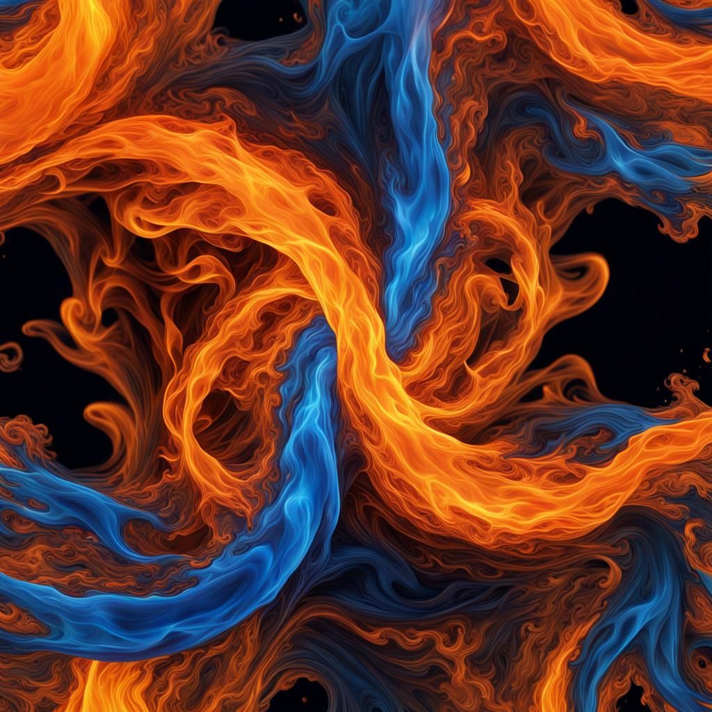 Engulfing Spiral of Orange and Blue Flames