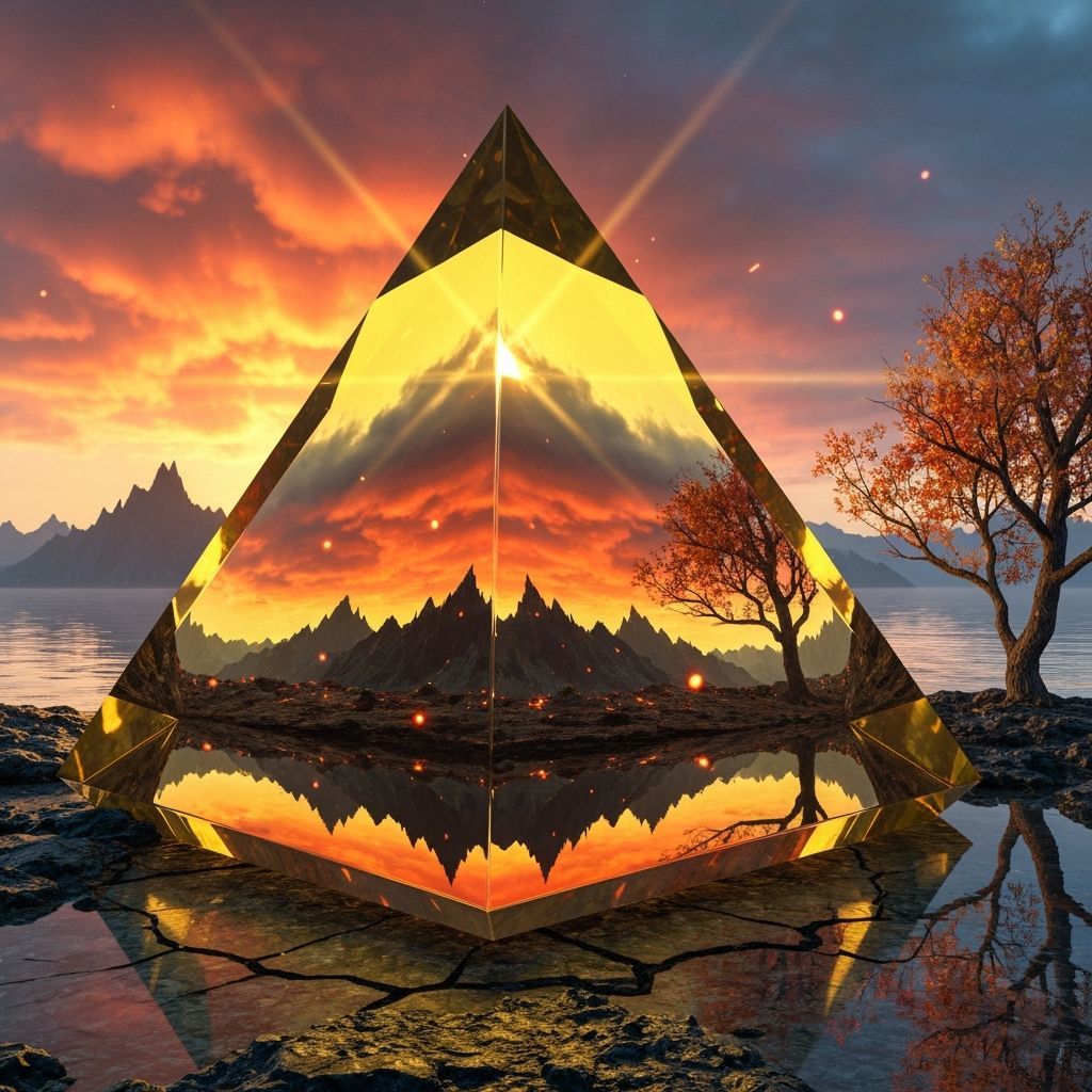 Crystal Pyramid Refracting Apocalyptic Sunset