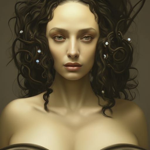 Woman Emerges from Dragon, in Surreal Style