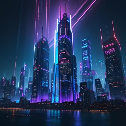 Futuristic Cityscape Concept Art in Cyberpunk Style