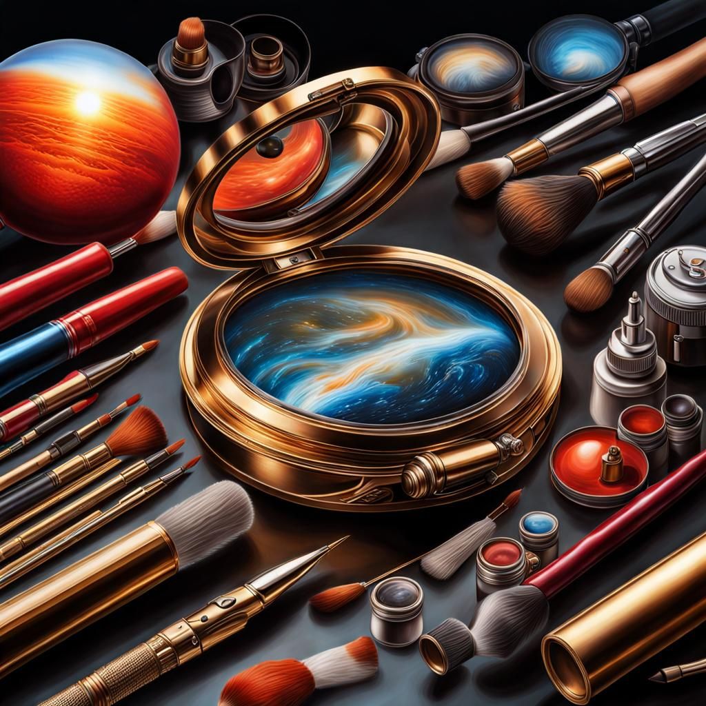 Science Fantasy Artwork with Fashion and Instruments