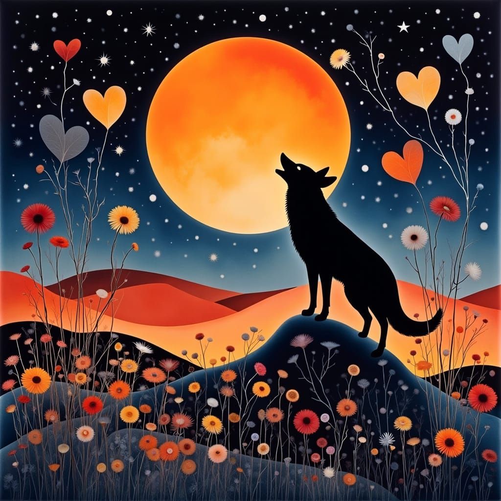 <lora:Day Of The Dead:1.0> A beautiful Coyote howls at the o...