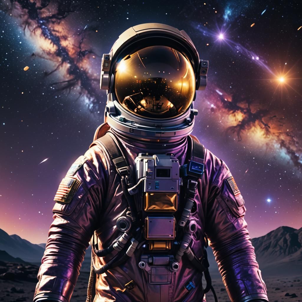 Astronaut Gazing at Stars in Space: Digital Art