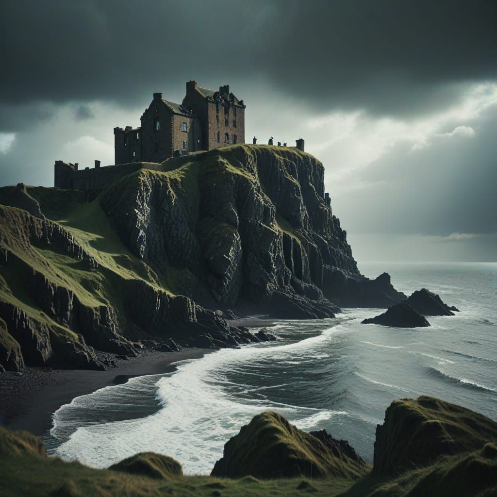 Dunnottar Castle Overlooking Stormy North Sea