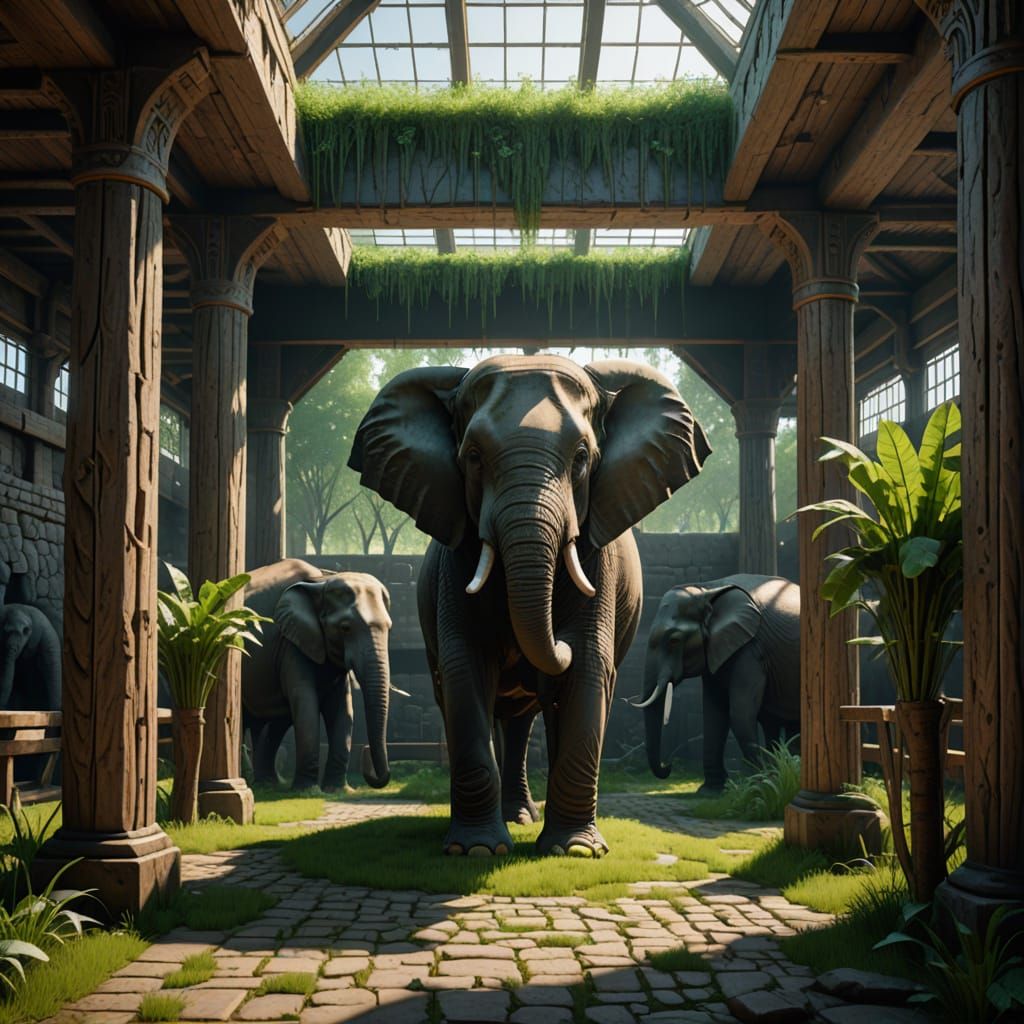 Elephant Stables Interior in Suprematist Style