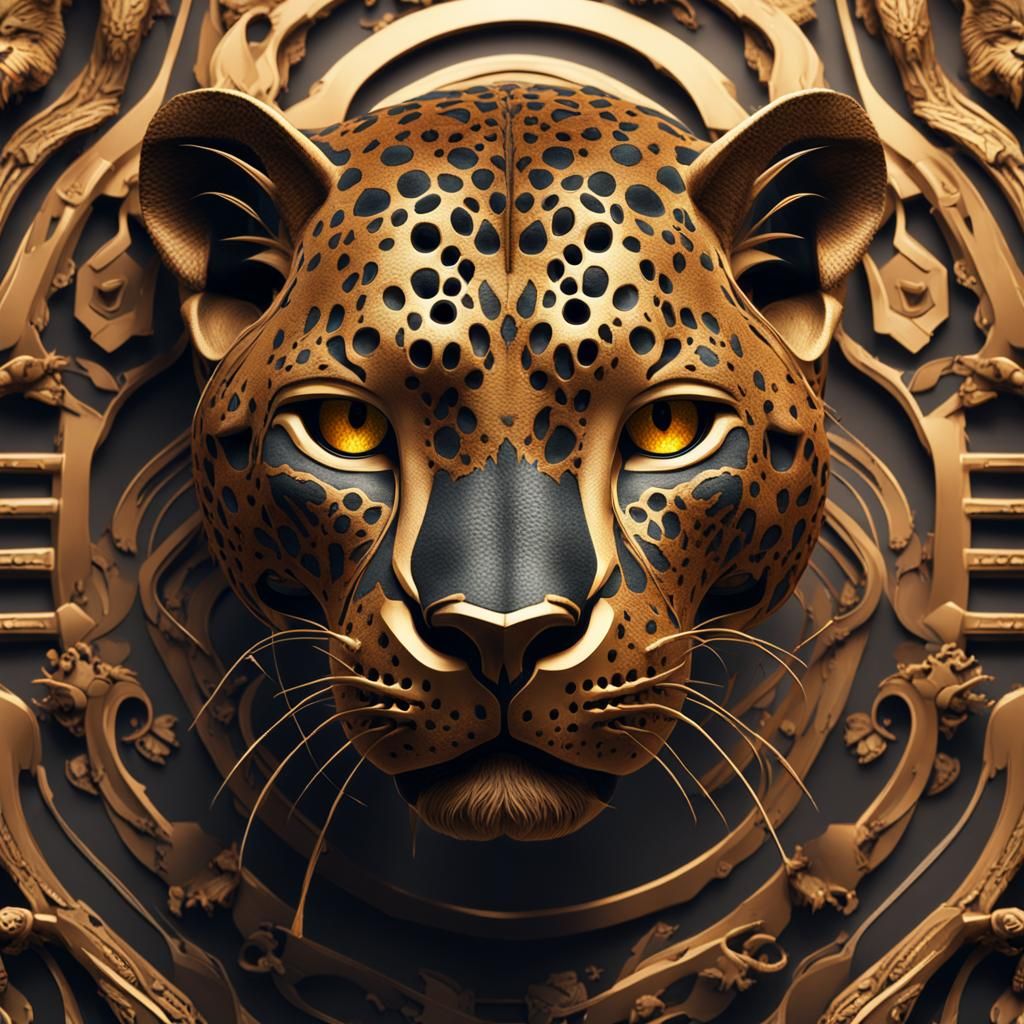 Skeletal Cheetah Head: Detailed Matte Painting