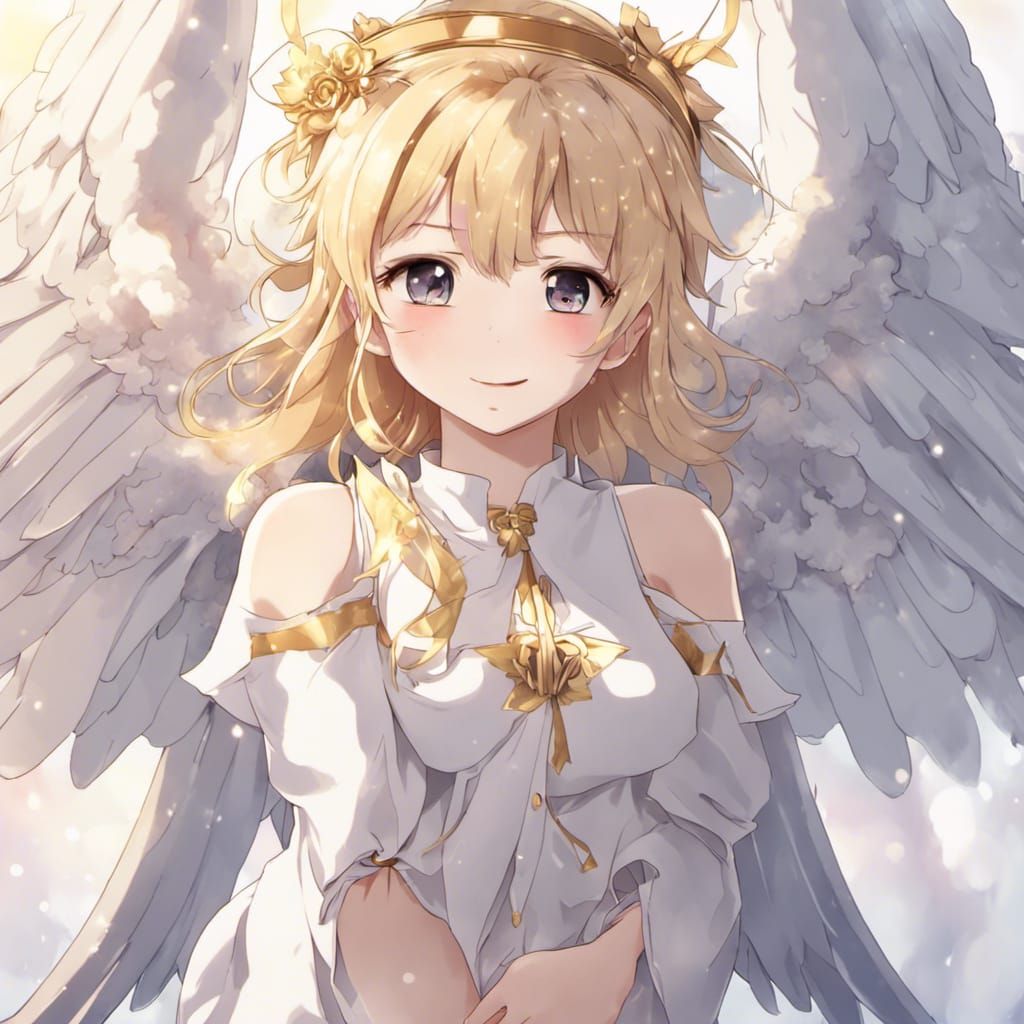 Blonde Angel Girl in Anime Style