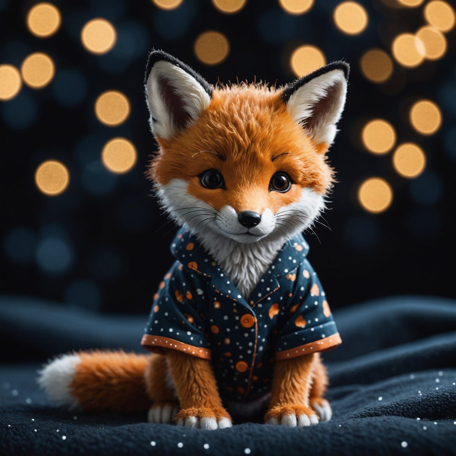 Fox Cub in Pajamas at Night