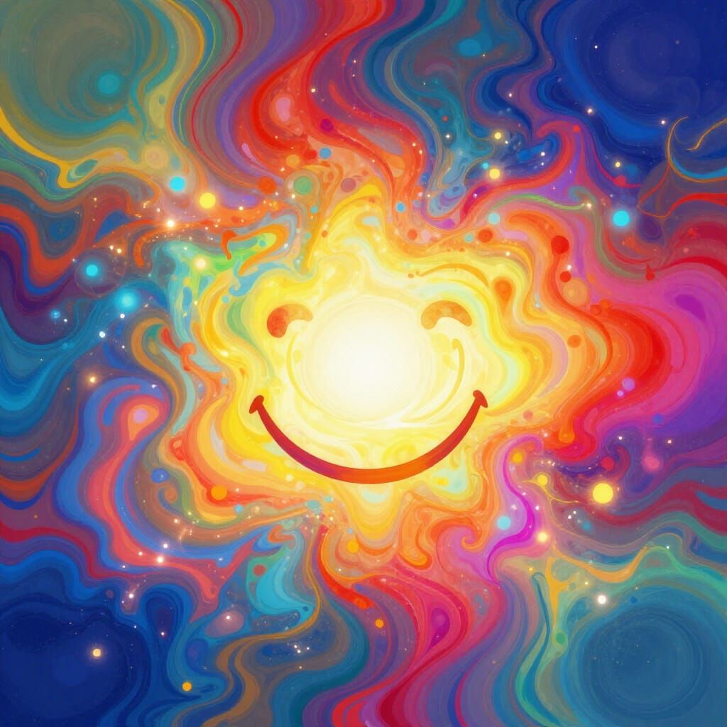 Abstract Happiness in Vibrant Digital Art