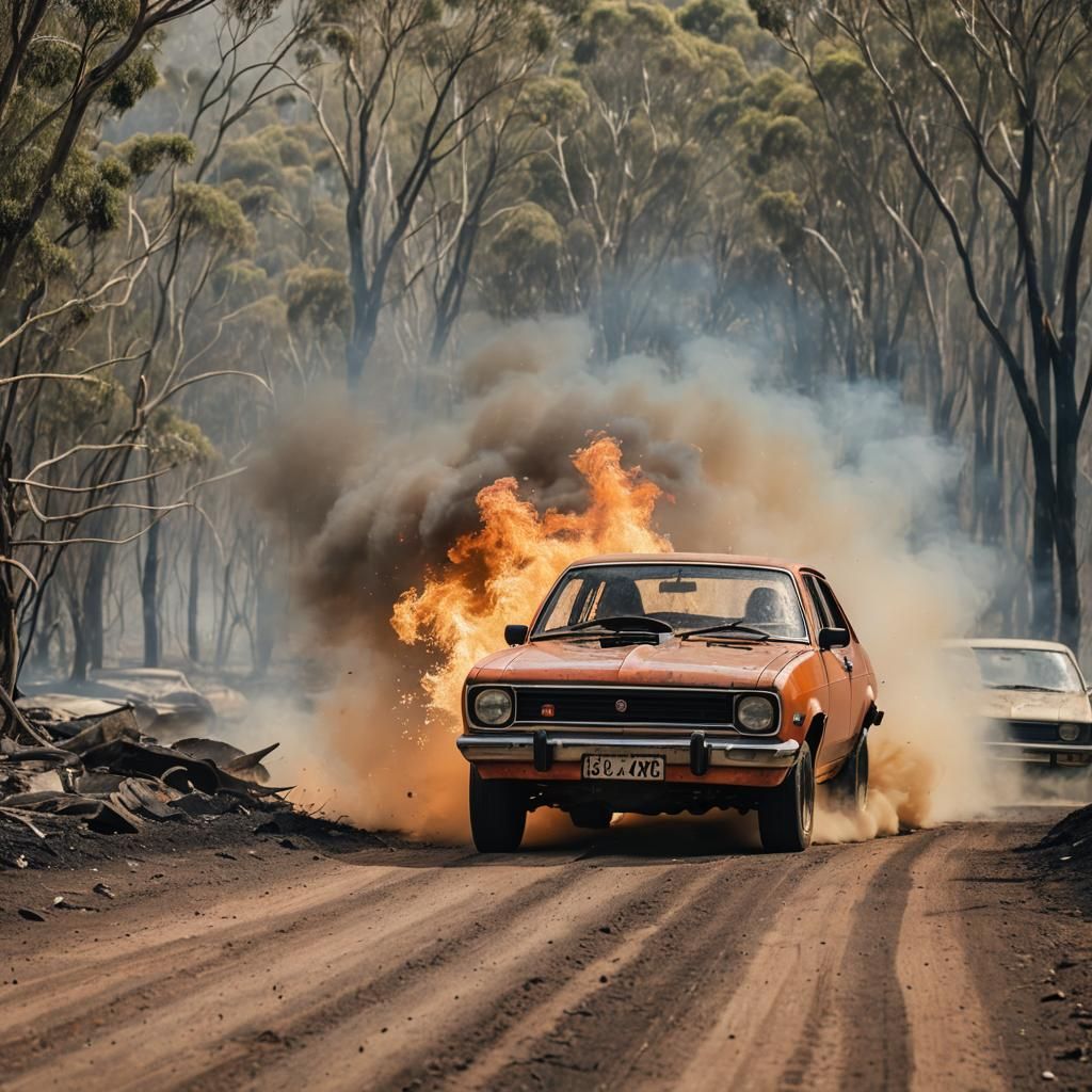 Off-Road Holden Torana on Fire