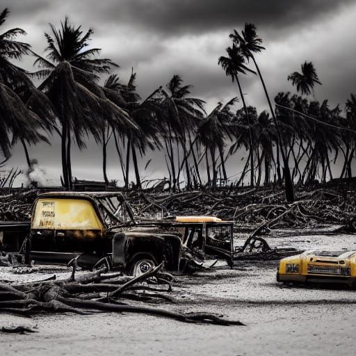 Post-Apocalyptic Beachscape in Neon Light