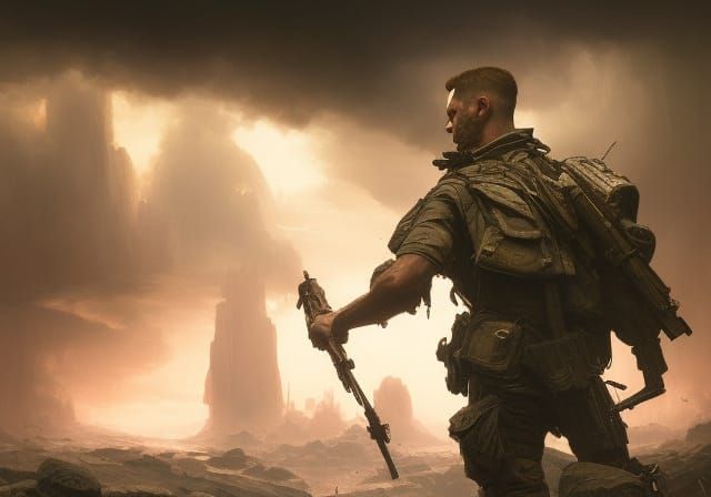 Modern Soldier in Dark Fantasy Style