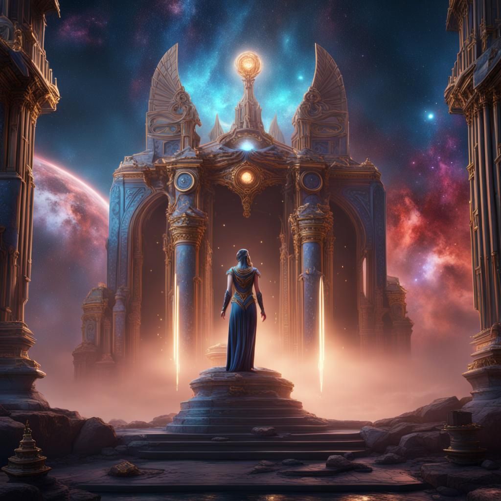 Cosmic Athena in Detailed Matte Painting Style