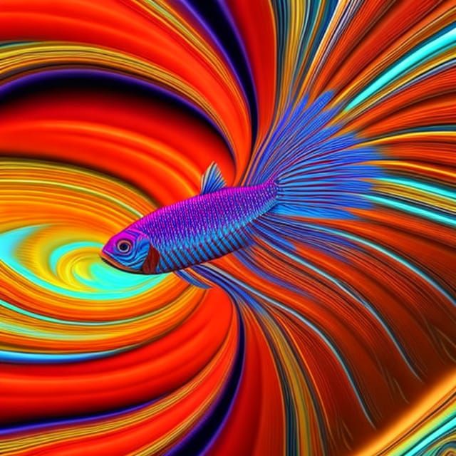 Elaborate Oil Painting of Psychedelic Betta Fish