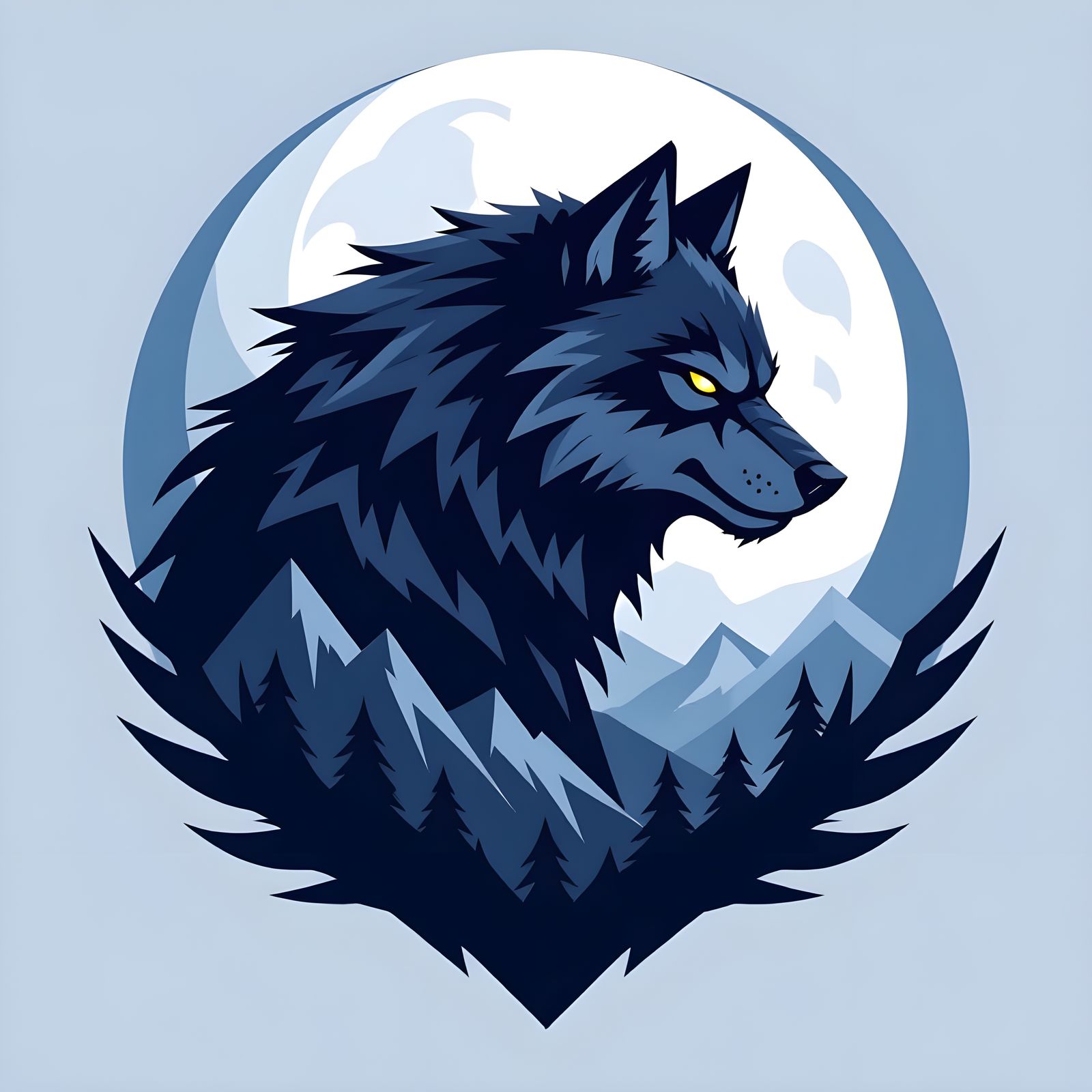 Abstract Werewolf Logo Symbol Moon