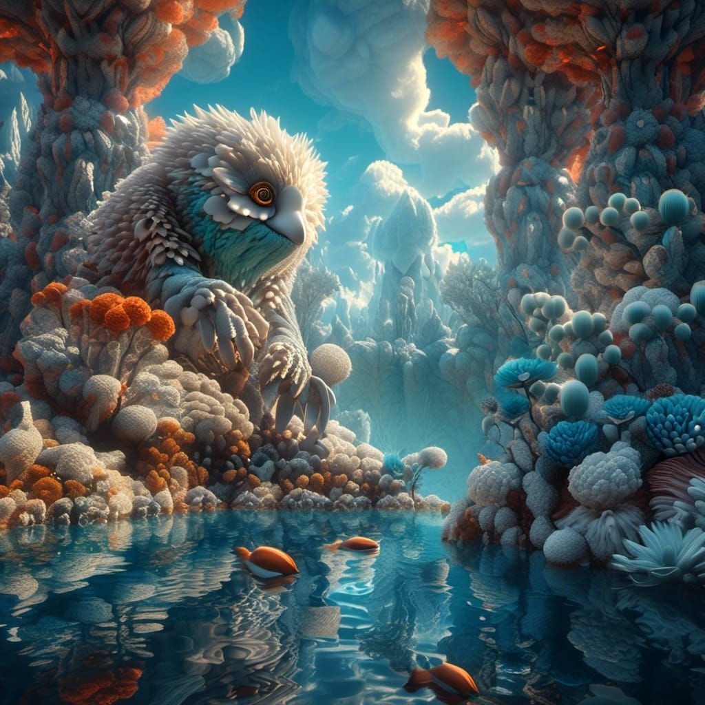 Penguins and Pangolins Parade in a Surrealist Landscape