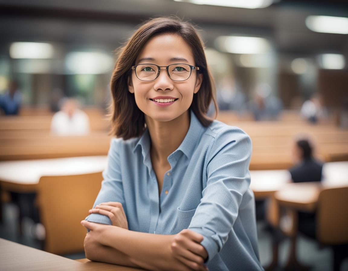 Young American Professor in University, Professional Photogr...