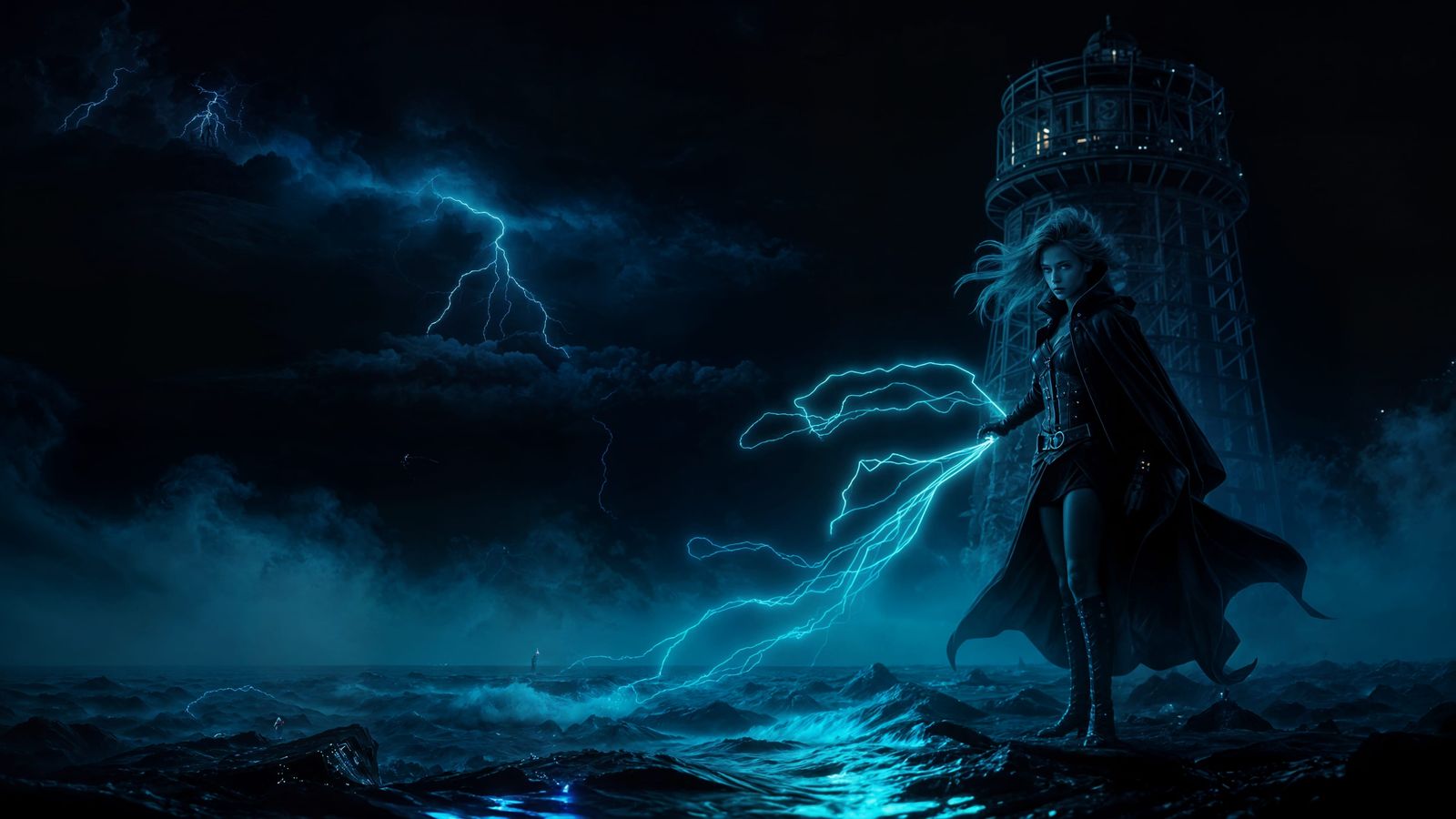 Digital Witch of the Neon Abyss in Cyberpunk Style