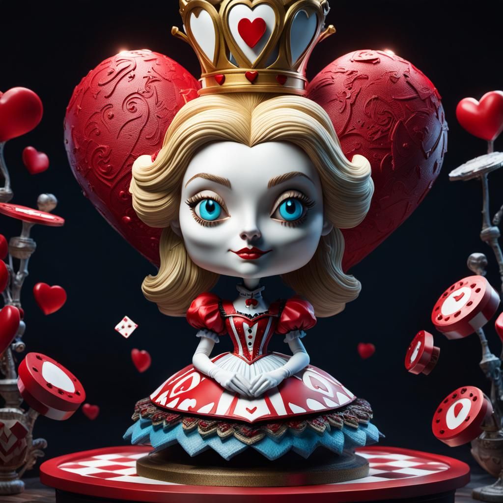 Queen of Hearts Bobblehead in Volumetric Lighting