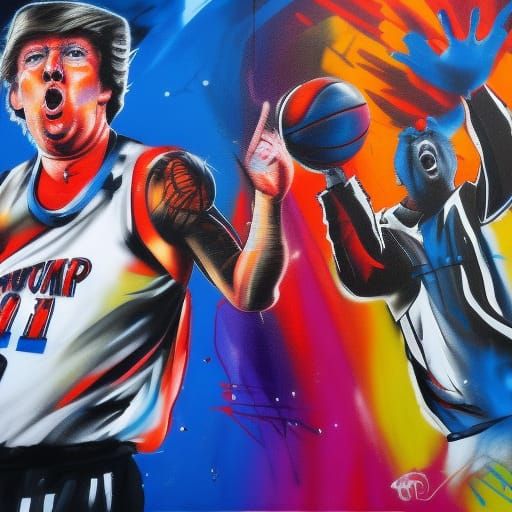 Tucker Carlson and Donald Trump Play Basketball in Graffiti ...