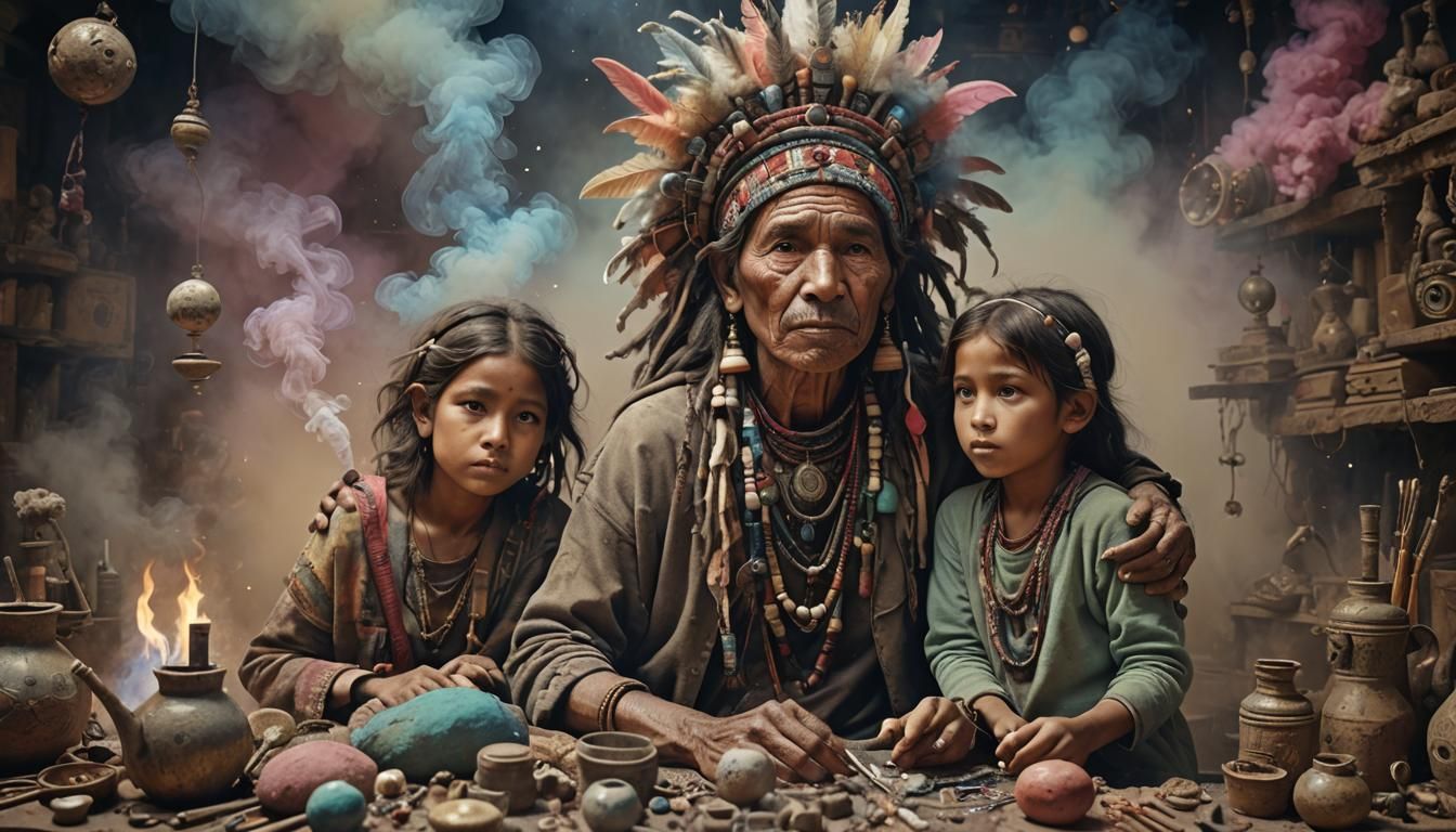 Nomad Family Portrait in Symbolist Style