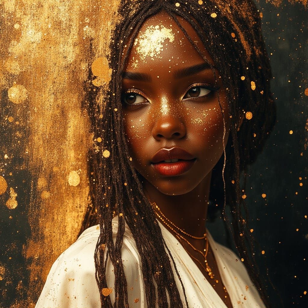 Elegant African Goddess Portrait in Hyperrealistic Style
