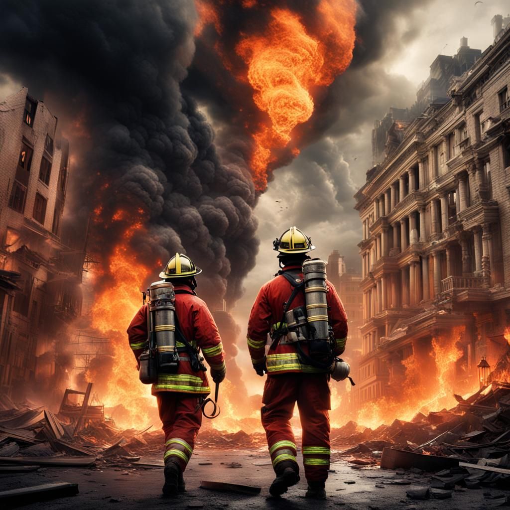 Firemen as Superheroes: Epic Digital Matte Painting