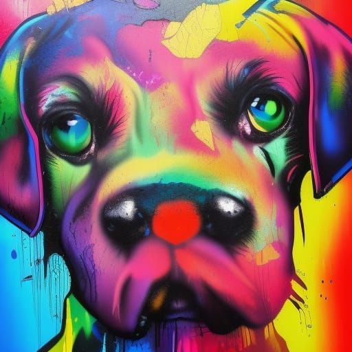 Colorful Graffiti Art Dog in Street Style