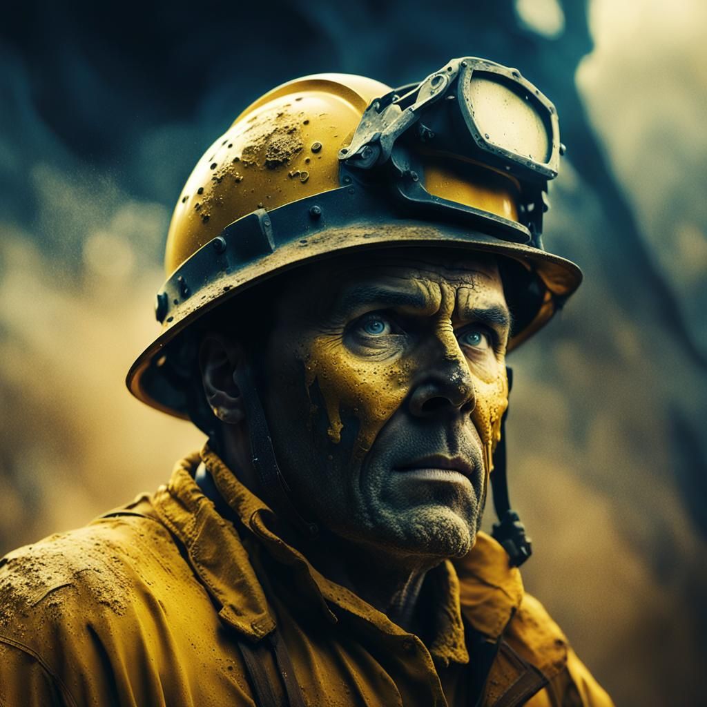 Gritty Miner in Epic Cinematic Scene