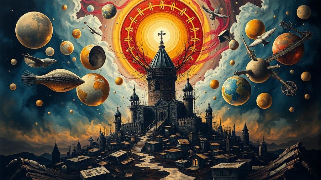 Abstract Surreal Dystopian Heaven and Earth