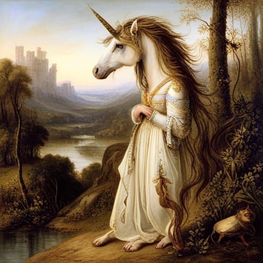 Royal Unicorn in Medieval Style