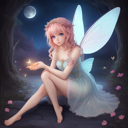 Ethereal Fairy Night Angel in Fantasy Style