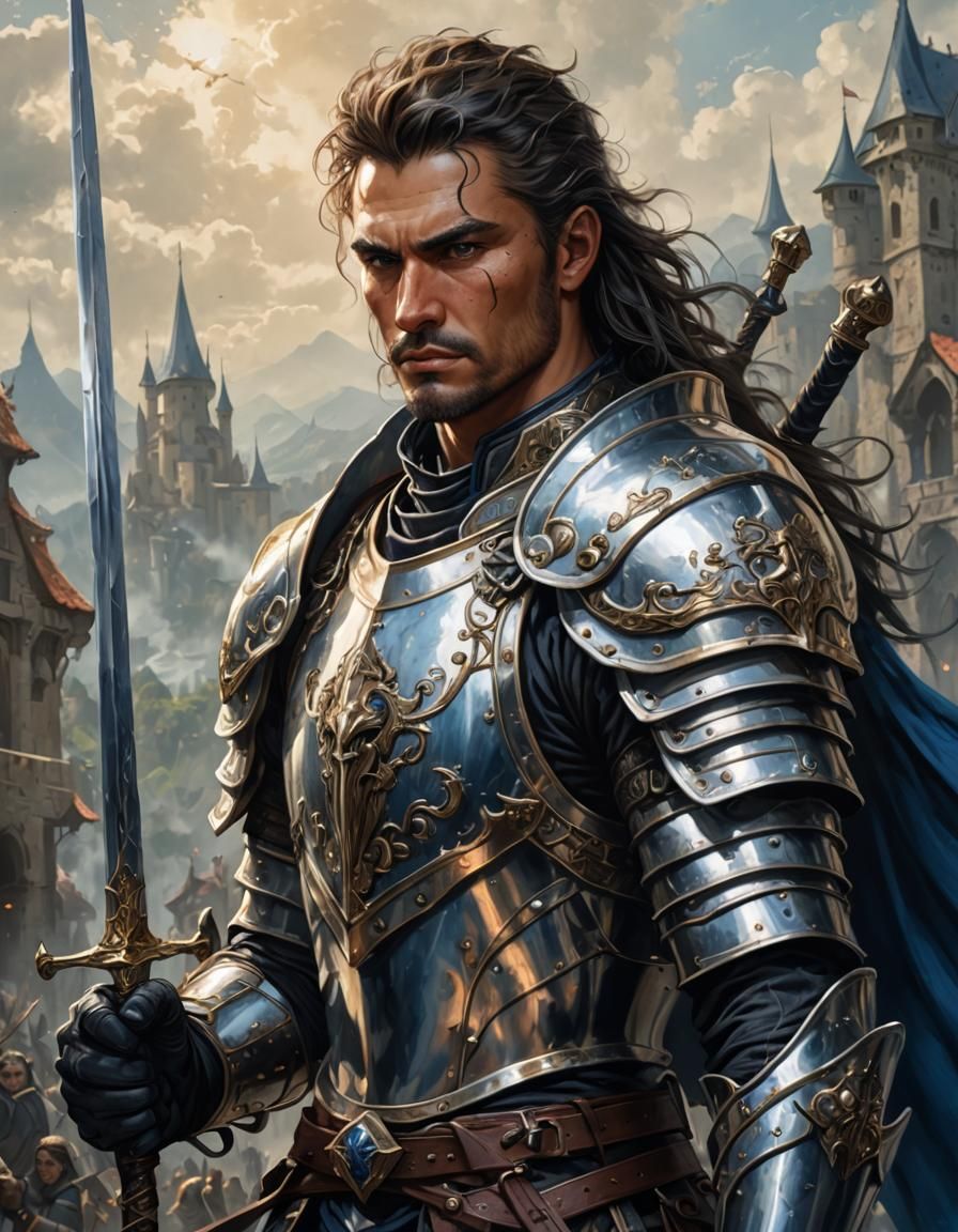 Fantasy Lancer Portrait in a Medieval Style