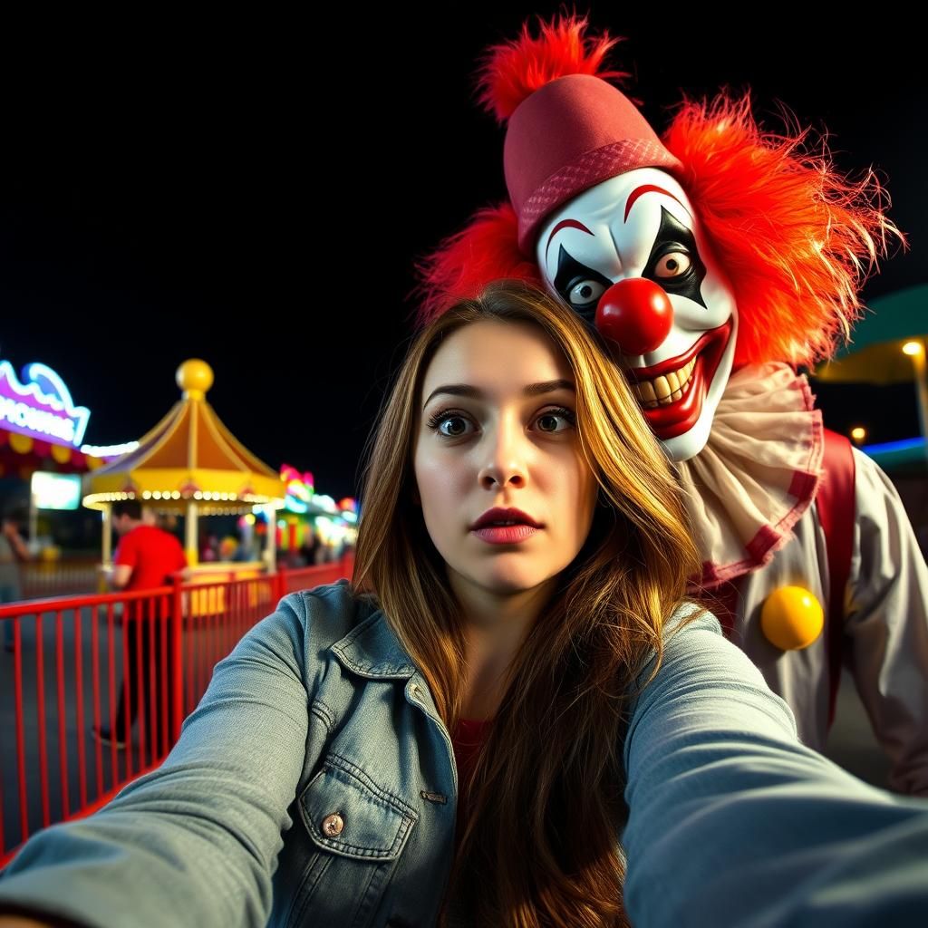 Creepy clown photobomb