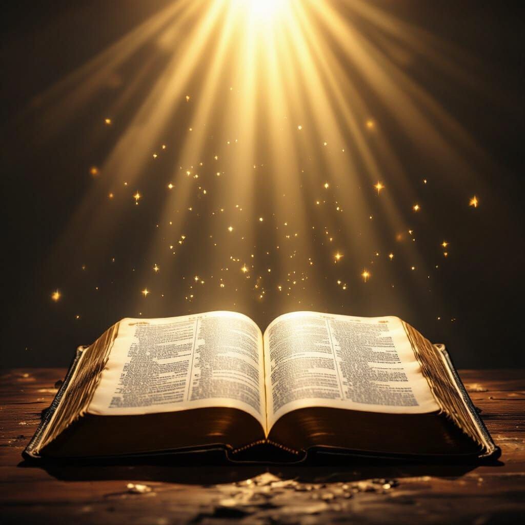 Ancient Bible Illuminated by Heavenly Light