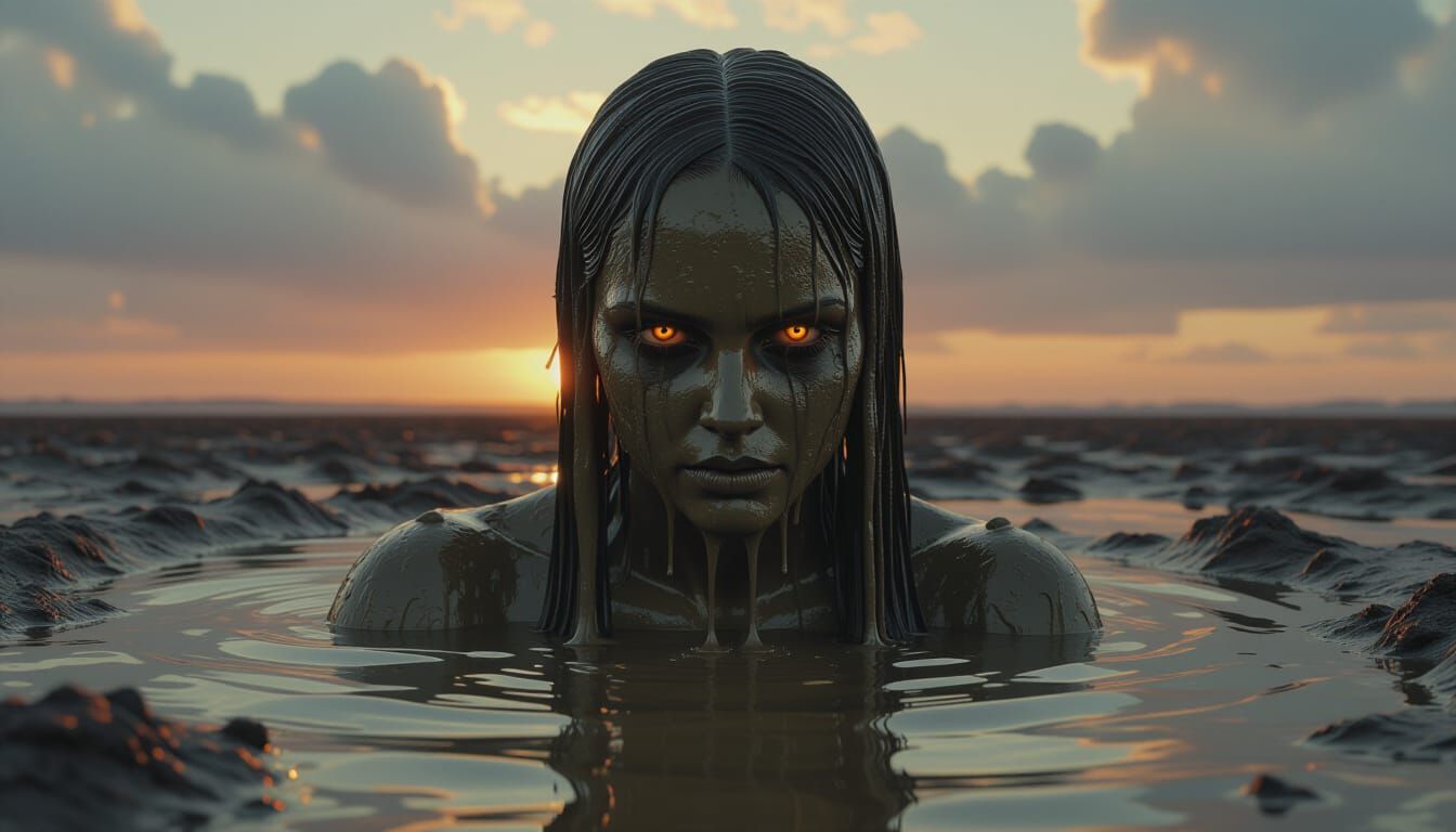 Mud Monster Emerges from Molten Tide