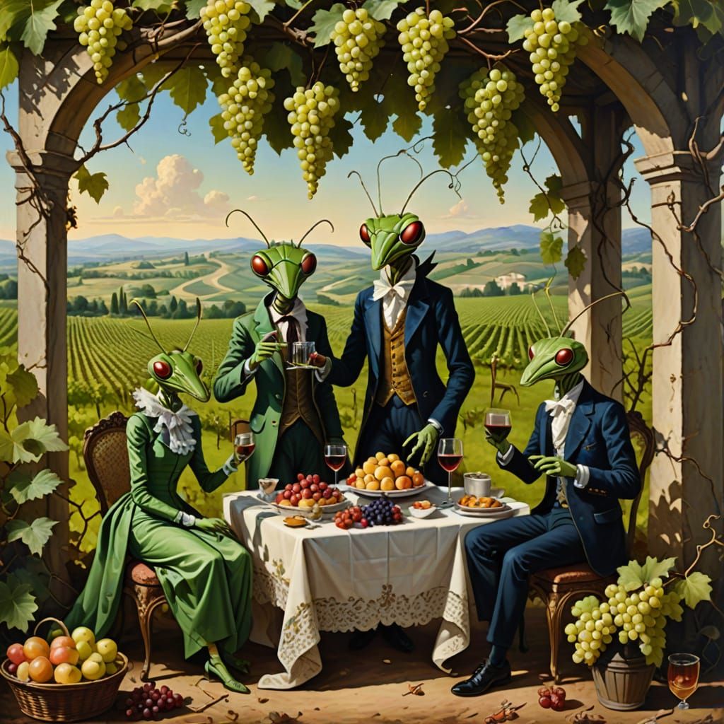 Baroque Family Picnic Under Vineyards
