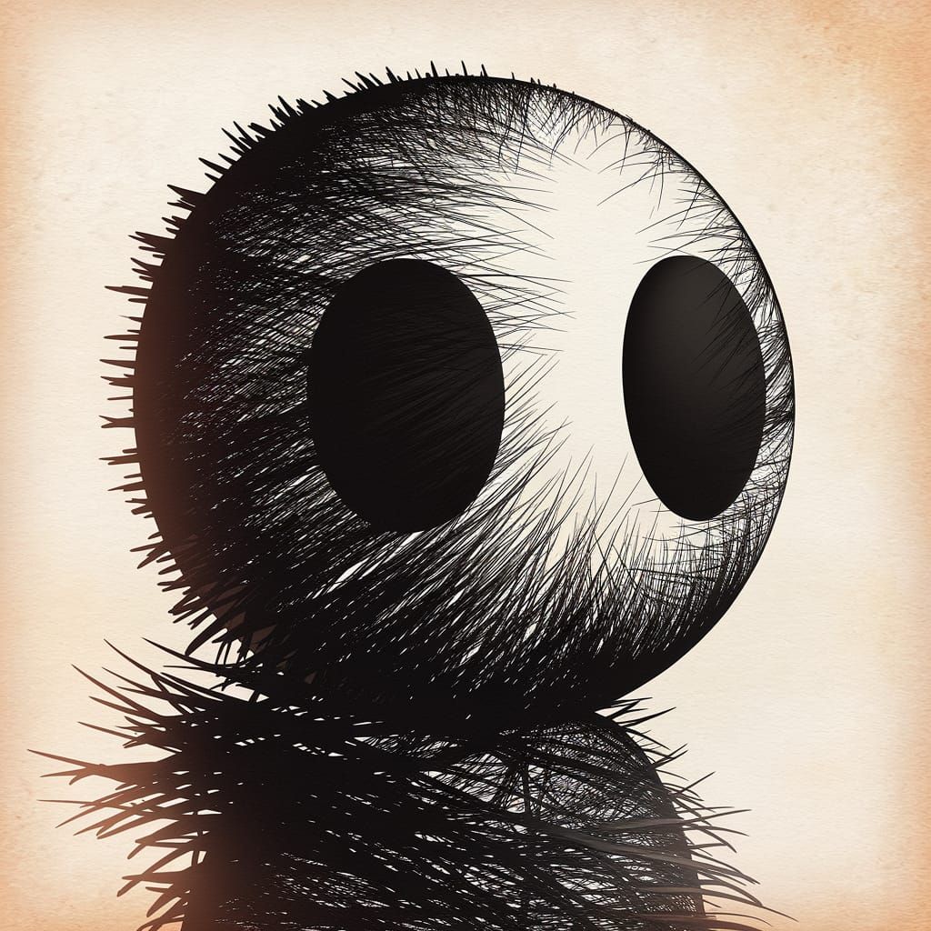 Anime Character in Black Static Ink 3D Render