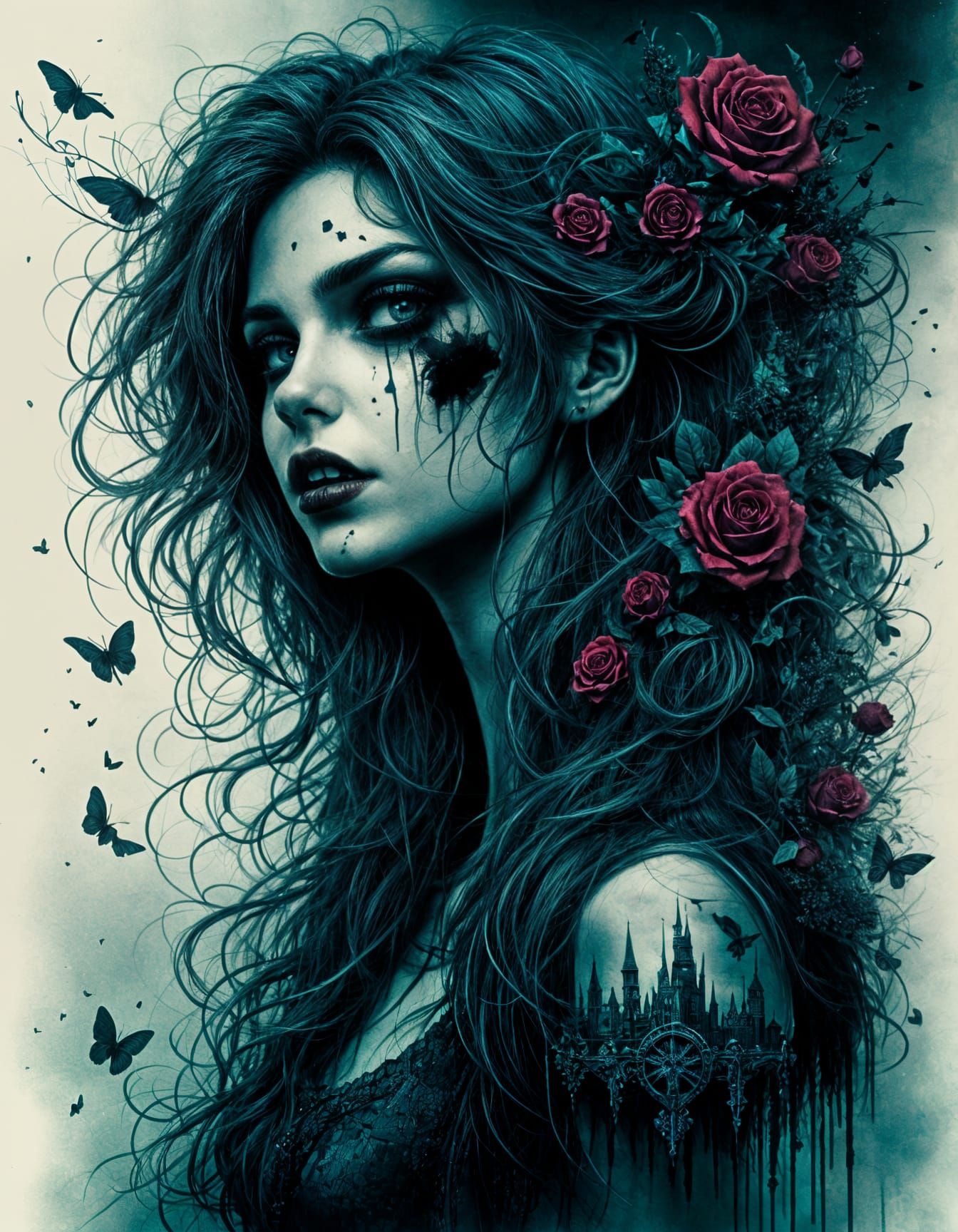 Gothic Punk Vampires in Moody Ink Style